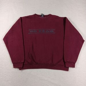 Vintage 90s No Fear Sweatshirt Mens Large Red Crewneck Spellout Graphic